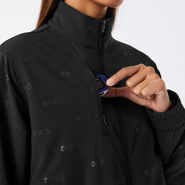women's Black On-Shift Embossed - Scrub Jacket™