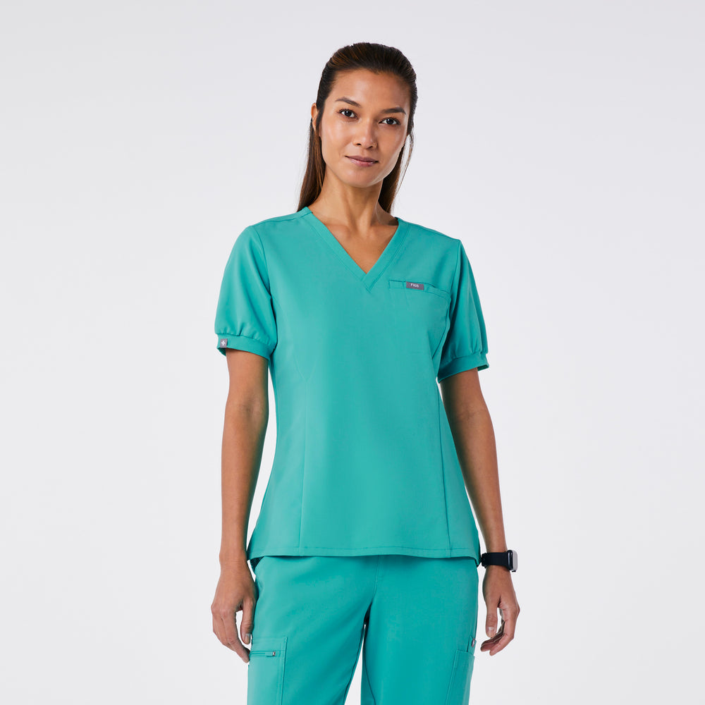 women's Oasis Peridot Puff Sleeve - Scrub Top