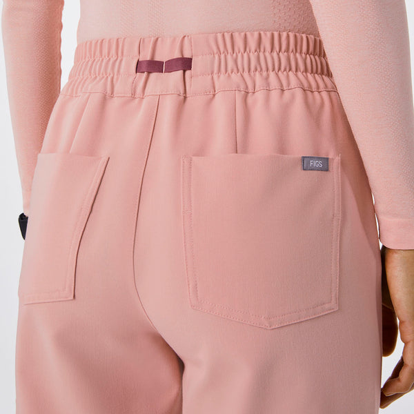 women's Pink Sand High Waisted Uman Relaxed - Petite Jogger Scrub Pants
