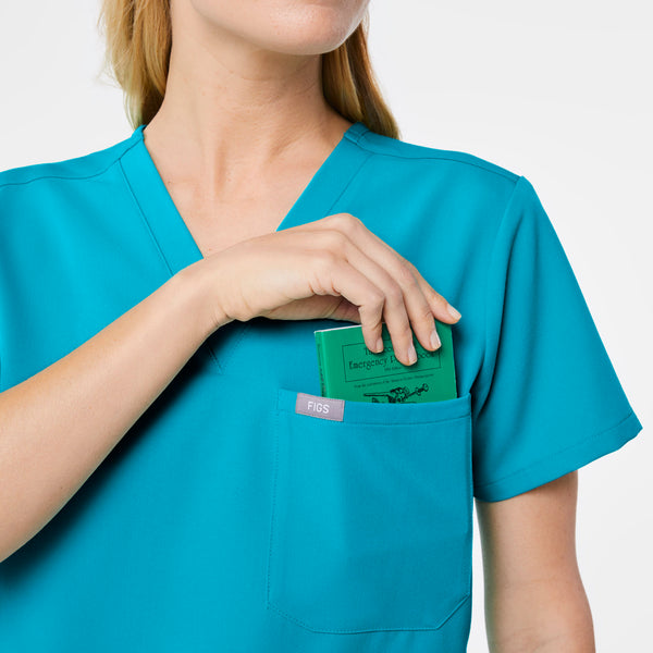 women's Teal Catarina Petite - One-Pocket Scrub Top™