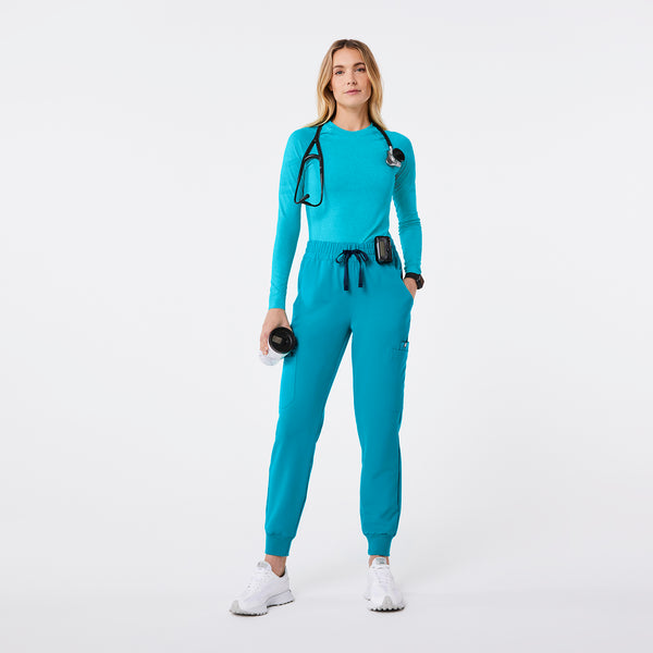 women's Teal High Waisted Uman Relaxed - Jogger Scrub Pant