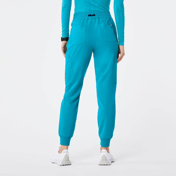 women's Teal High Waisted Uman Relaxed - Jogger Scrub Pant