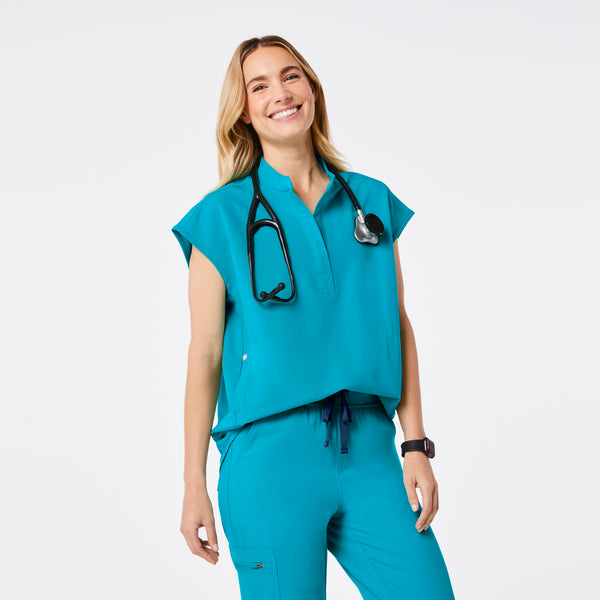 women's Teal Rafaela - Oversized Scrub Top™