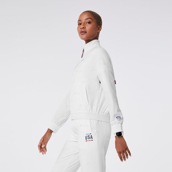 women's Optic White FIGS x Team USA On-Shift Embossed - Jacket™