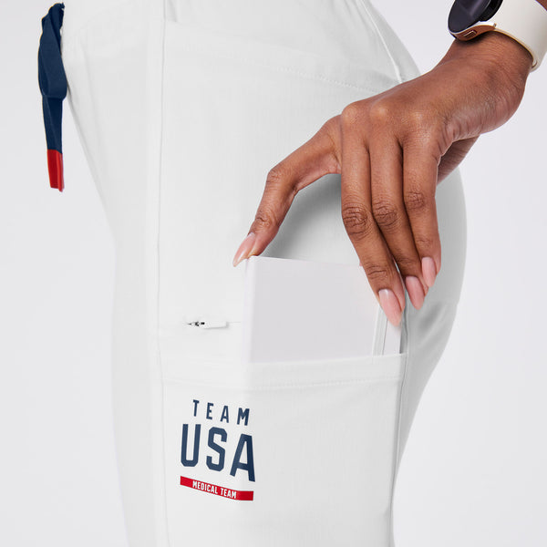 women's Optic White High Waisted FIGS x Team USA - Petite Scrub Pant