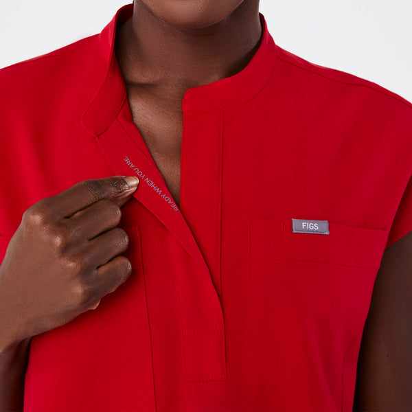 women's Winning Red Payson Relaxed Henley - Scrub Top