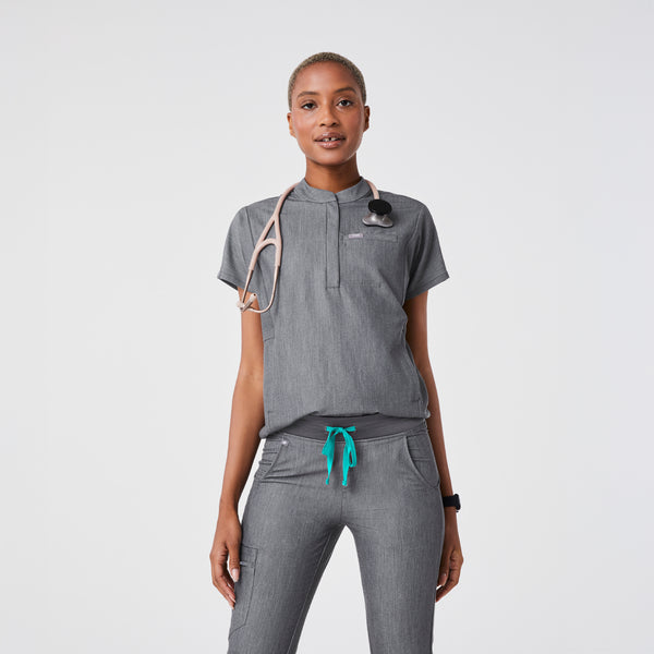 women's Graphite Montex - Mock Neck Scrub Top