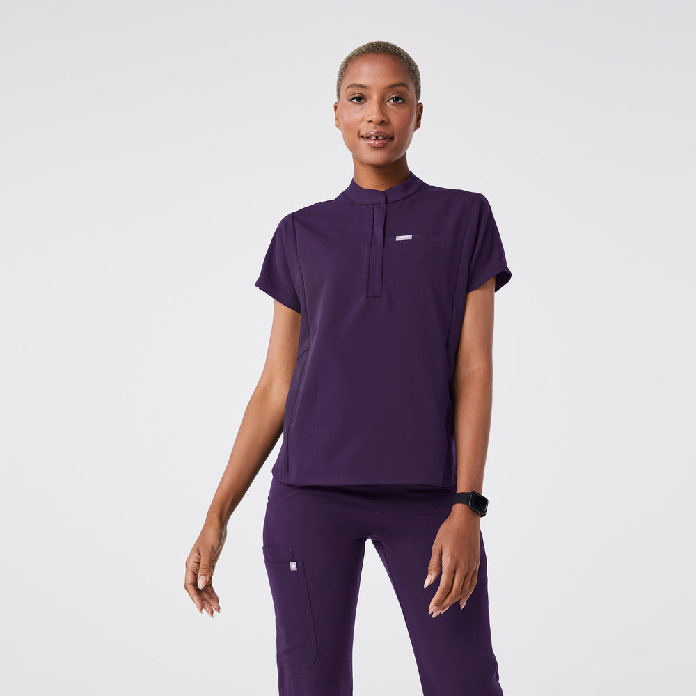 women's Purple Jam Montex - Mock Neck Scrub Top