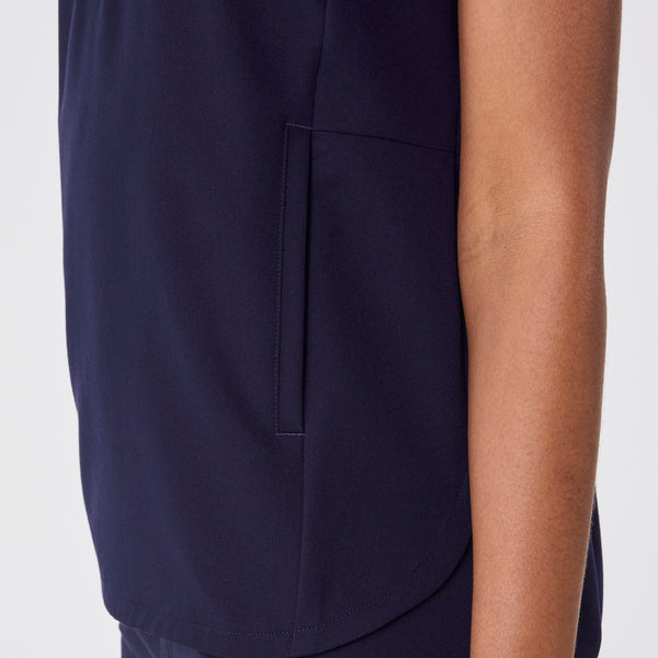 women's Navy Montex - Mock Neck Scrub Top