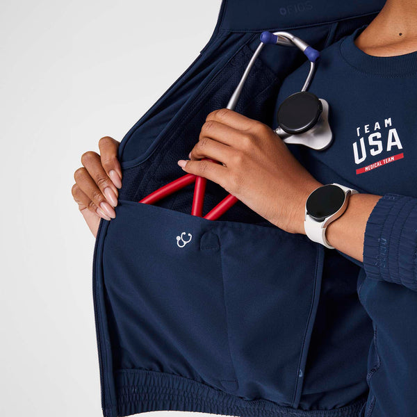 women's Team USA Blue FIGS x Team USA On-Shift Embossed - Jacket™