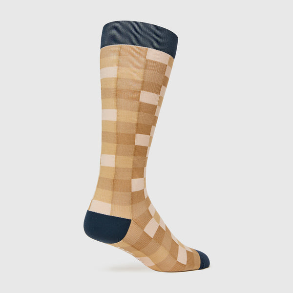men's Light Cacao Checkered Wave - Compression Socks