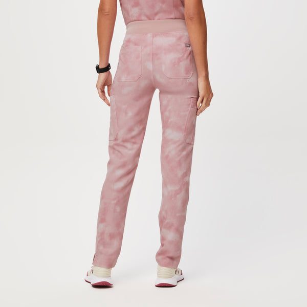 women's Marbled Rose High Waisted Yola™ - Skinny Scrub Pants ( 3XL - 6XL)