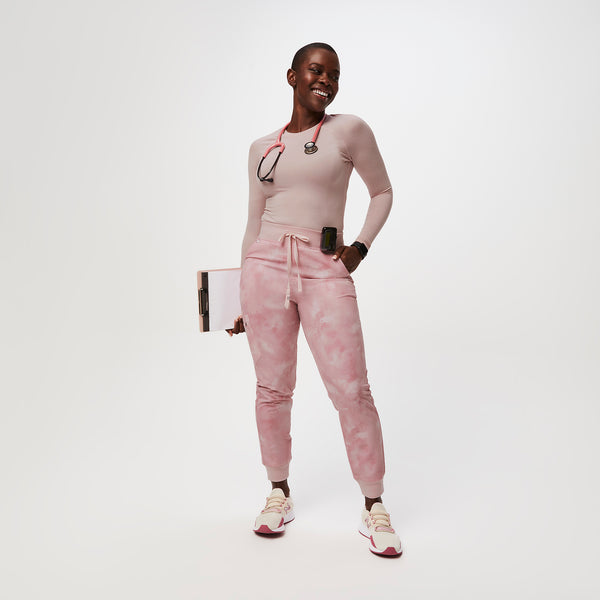 women's Marbled Rose High Waisted Zamora™ - Jogger Scrub Pants (3XL - 6XL)