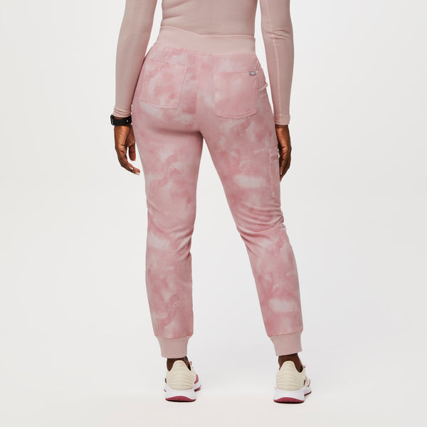 women's Marbled Rose High Waisted Zamora™ - Tall Jogger Scrub Pants (3XL - 6XL)