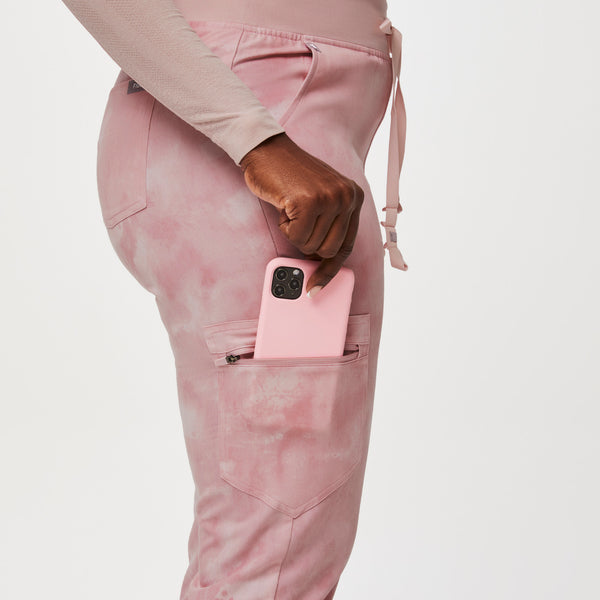 women's Marbled Rose High Waisted Zamora™ - Petite Jogger Scrub Pants (3XL - 6XL)
