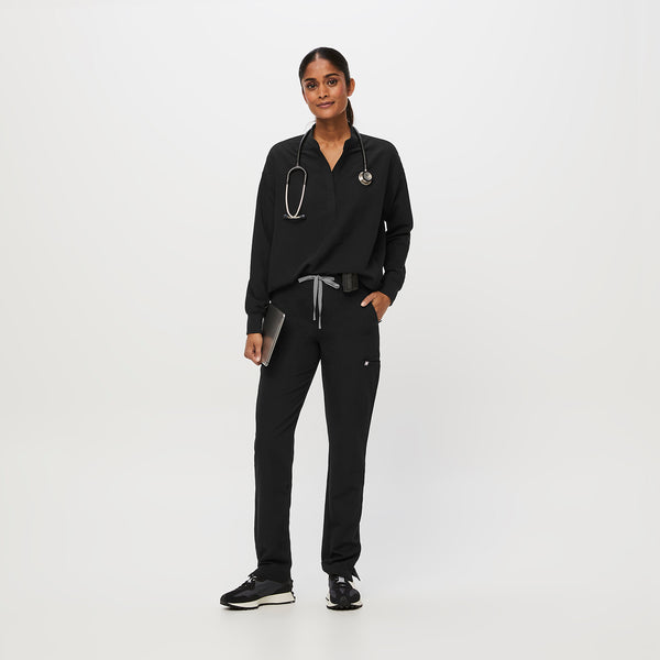 women's Black Rafaela Relaxed Longsleeve - Scrub Top