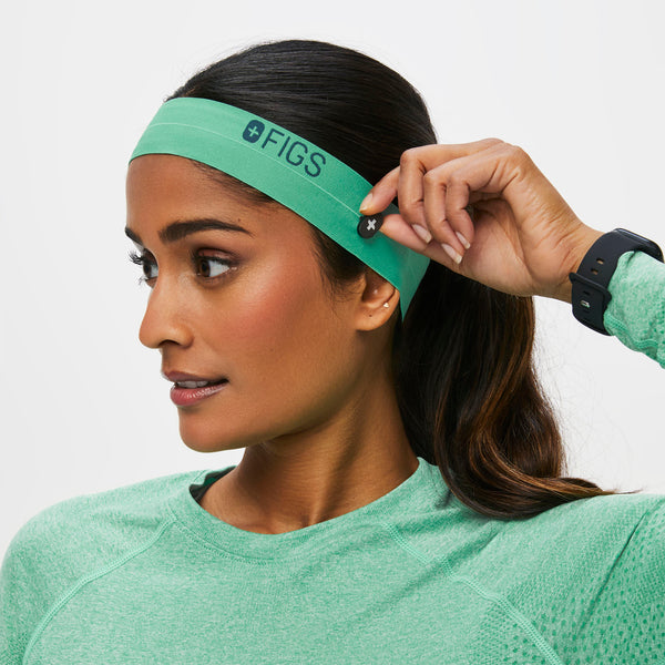 Surgical Green Elastic Headband With Buttonholes
