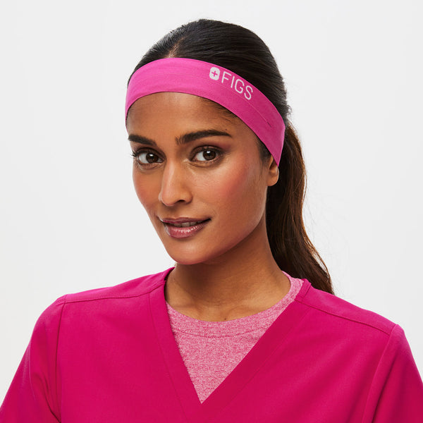 Ultra Rose Elastic Headband With Buttonholes