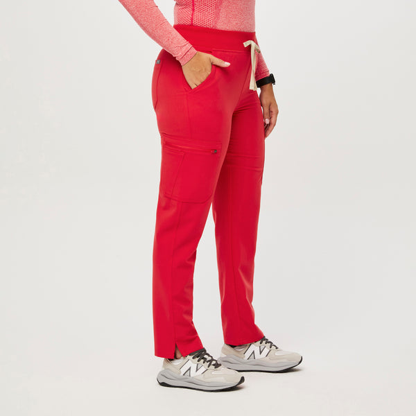women's Neon Red High Waisted Yola™ - Petite Skinny Scrub Pants ( 3XL - 6XL)