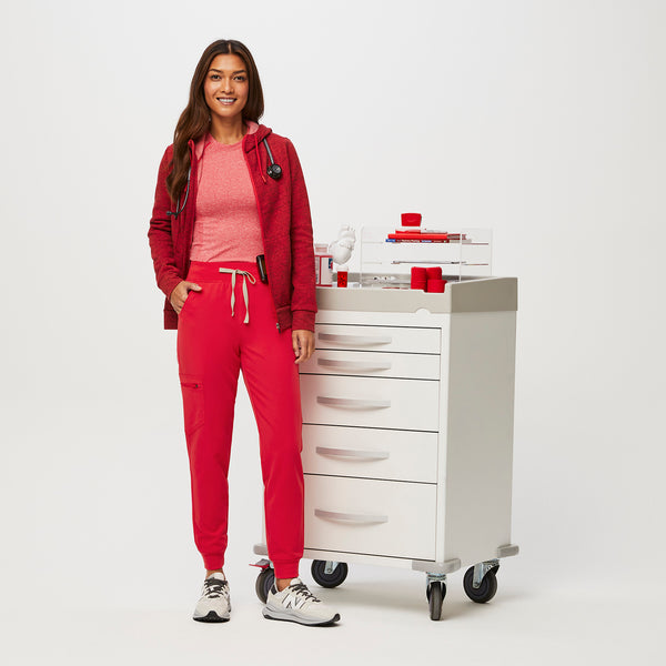women's Neon Red High Waisted Zamora™ - Tall Jogger Scrub Pants (3XL - 6XL)