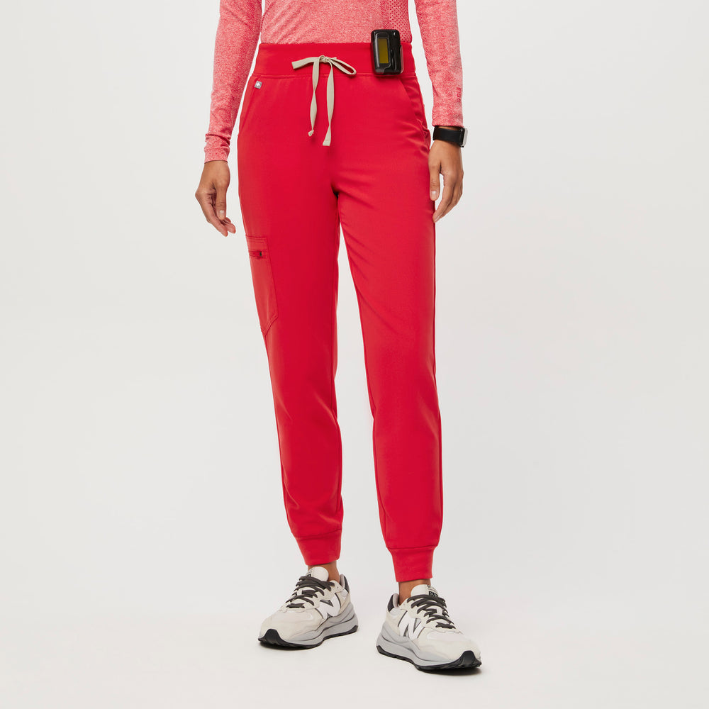 women's Neon Red Zamora™ High Waisted - Jogger Scrub Pants