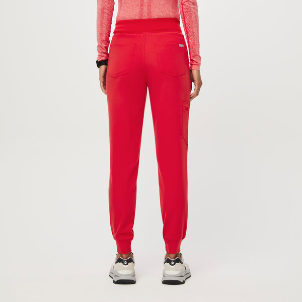 women's Neon Red High Waisted Zamora™ - Petite Jogger Scrub Pants (3XL - 6XL)