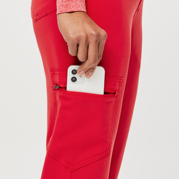 women's Neon Red High Waisted Zamora™ - Petite Jogger Scrub Pants (3XL - 6XL)