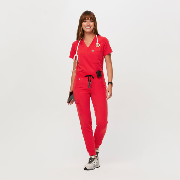women's Neon Red Zamora™ - Petite Jogger Scrub Pants