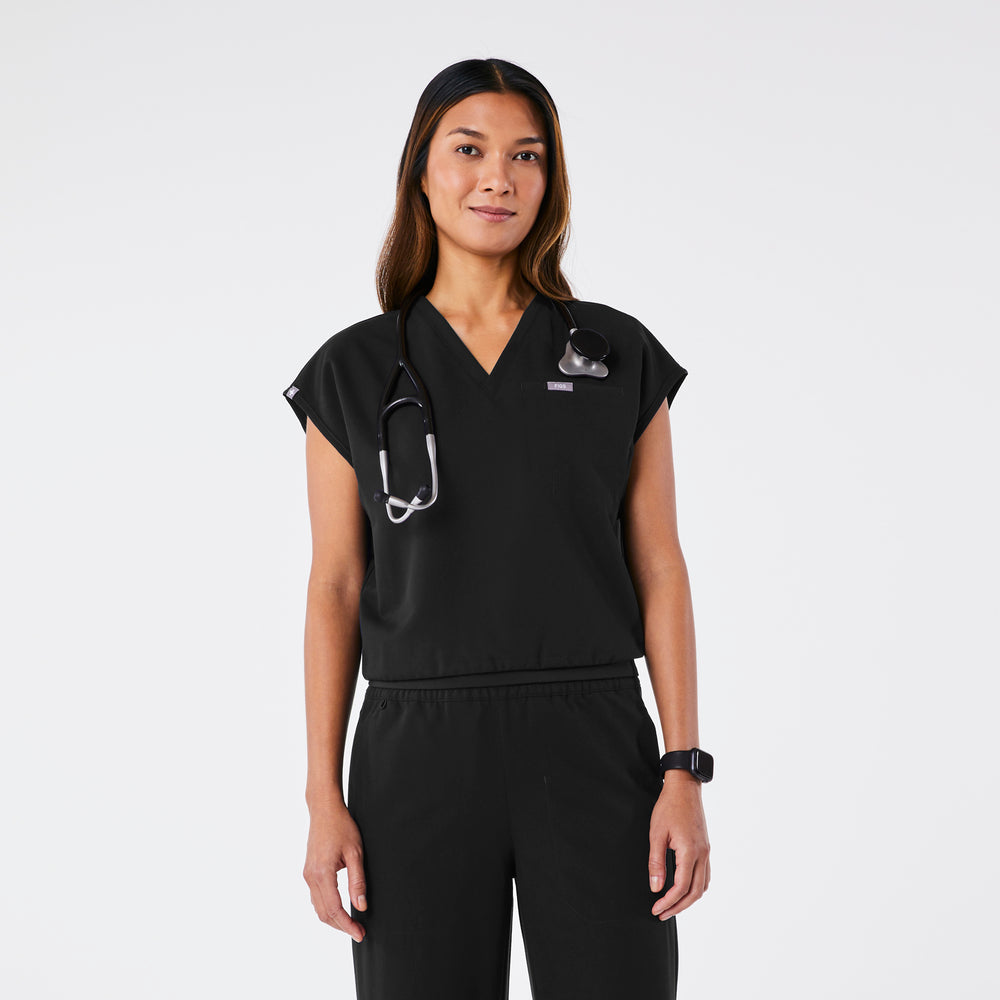 women's Black Raleigh V-Neck - Scrub Top