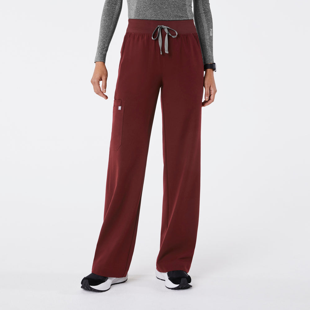 women's Burgundy High Waisted Isabel Wide Leg - Scrub Pant