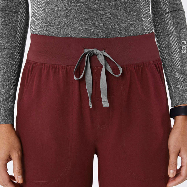 women's Burgundy High Waisted Isabel Wide Leg - Petite Scrub Pant