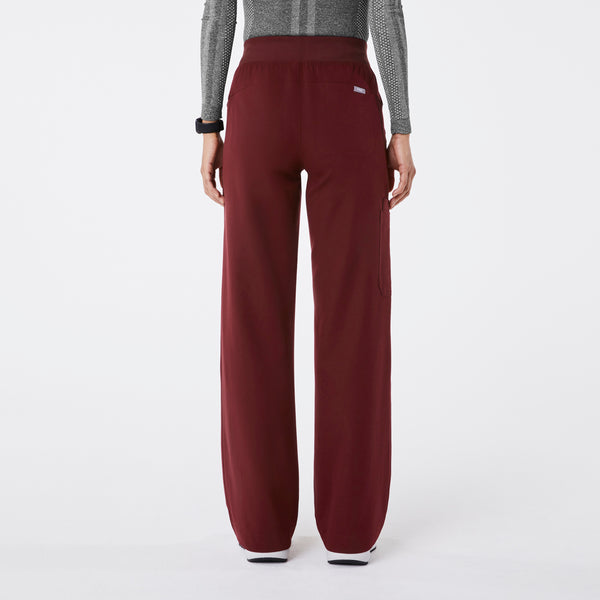 women's Burgundy High Waisted Isabel Wide Leg - Tall Scrub Pant