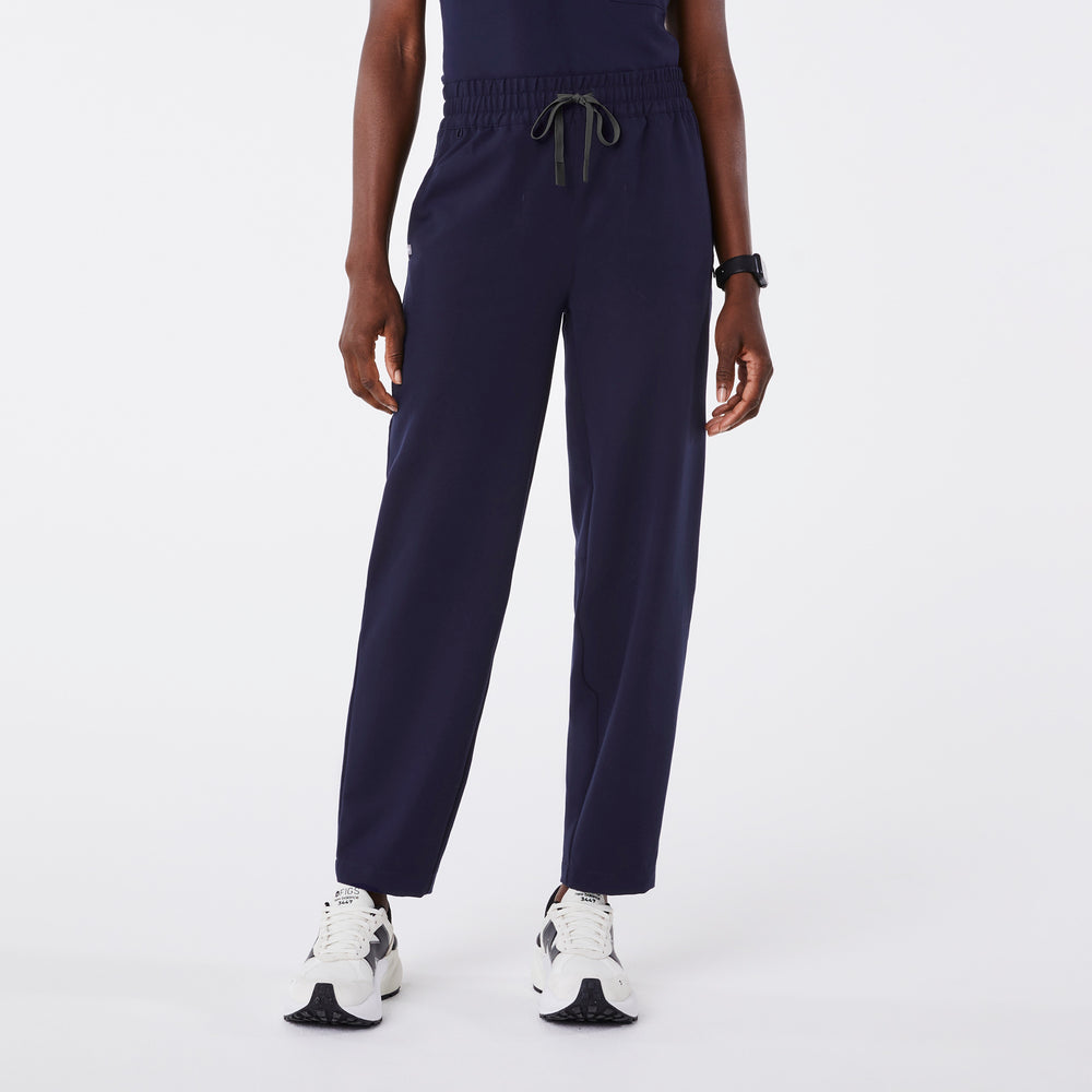 women's Navy High Waisted Sheridan - Petite Relaxed Barrel Scrub Pant