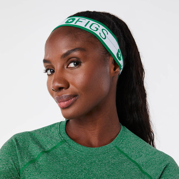 Match Point Green Elastic Headband With Buttonholes