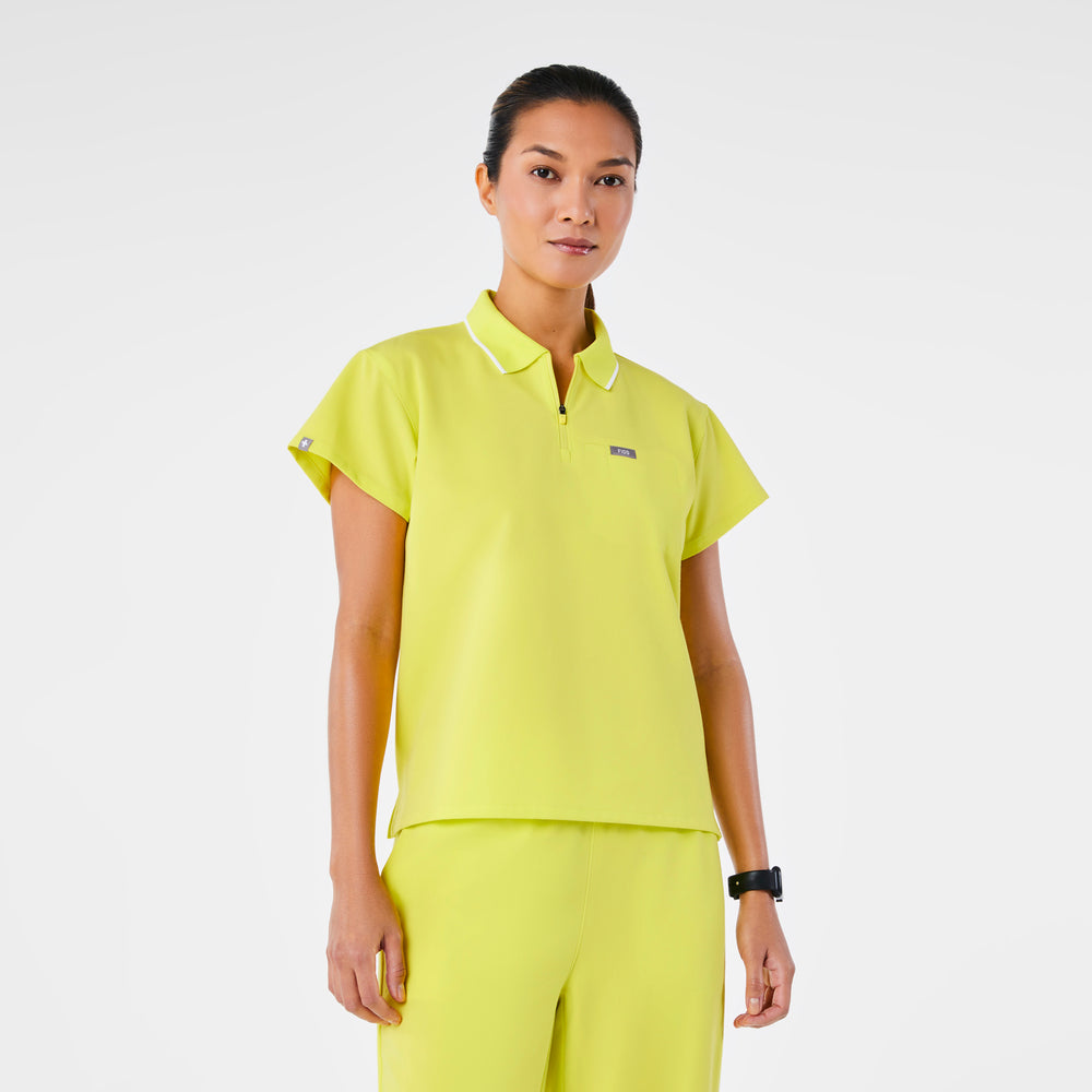 women's Serving Lime Hope Relaxed Polo - Scrub Top