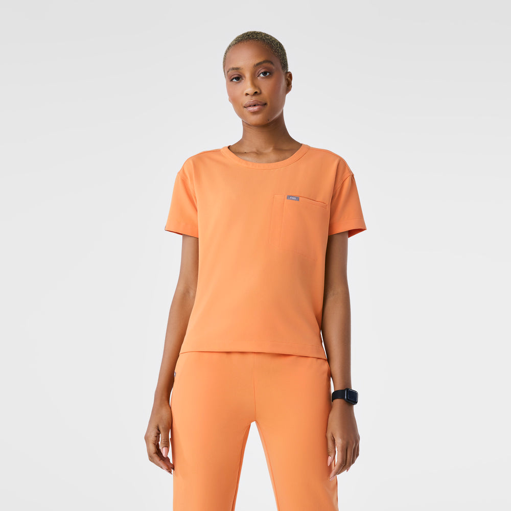 women's Shaka Orange Cabral Boxy - Scrub Top