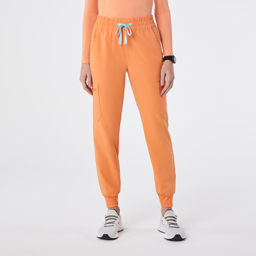 women's Shaka Orange High Waisted Uman Relaxed - Petite Jogger Scrub Pant