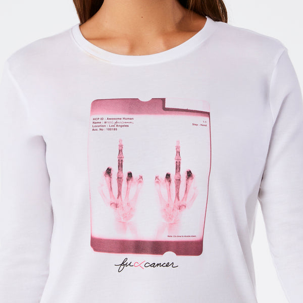 women's White BCA F Cancer X-Ray Supersoft - Longsleeve Underscrub