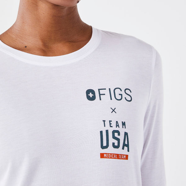 women's White FIGS x Team USA Supersoft - Longsleeve Underscrub