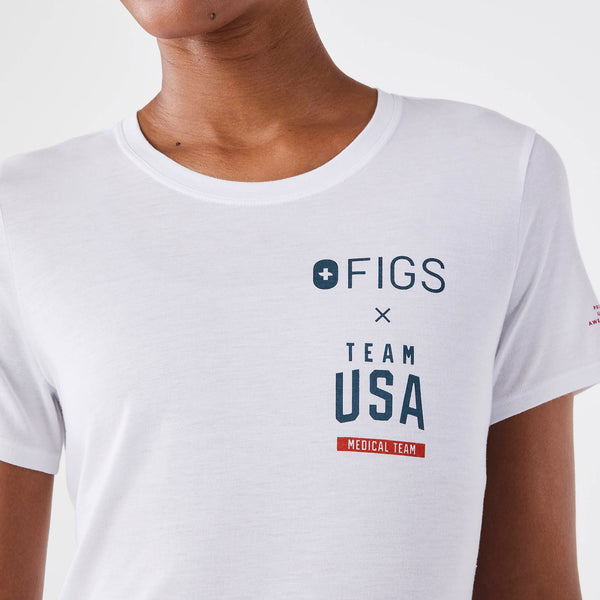 women's White FIGS x Team USA Supersoft - Shortsleeve Underscrub