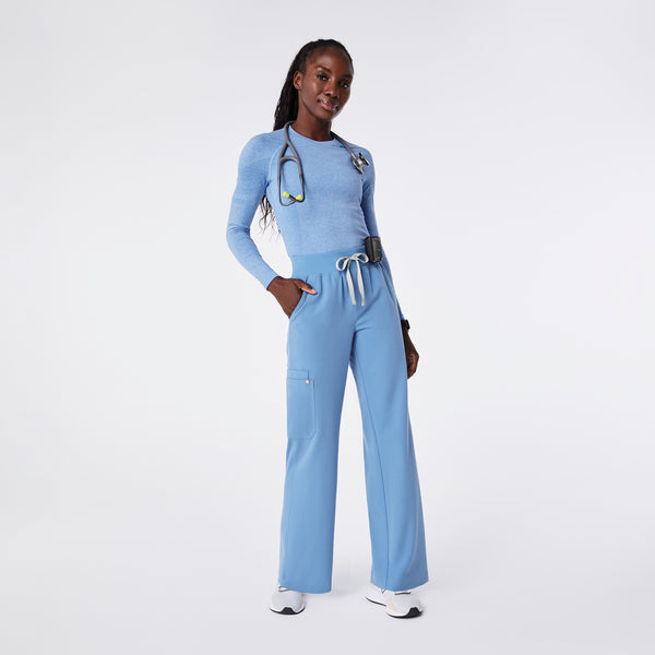 women's Ceil Blue High Waisted Isabel Wide Leg - Scrub Pant