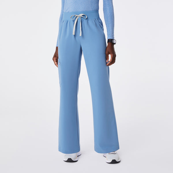 women's Ceil Blue High Waisted Isabel Wide Leg - Scrub Pant