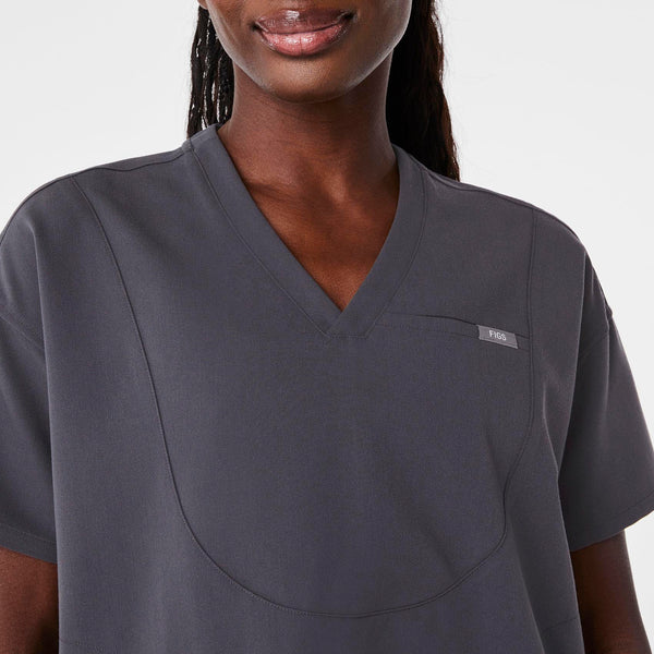 women's Charcoal Halle Shortsleeve V-Neck Tunic - Scrub Top