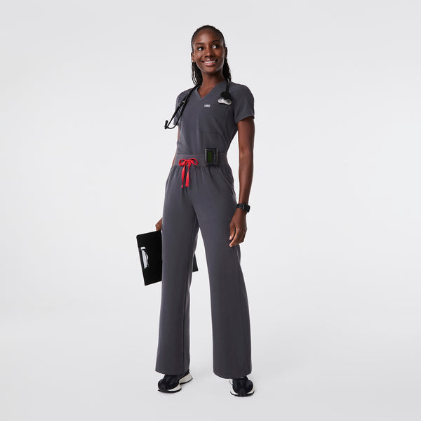 women's Charcoal High Waisted Isabel Wide Leg - Tall Scrub Pant