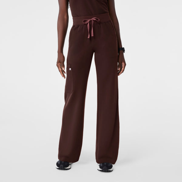 Women's Espresso Isabel High-Rise Wide-Leg - Petite Scrub Pant