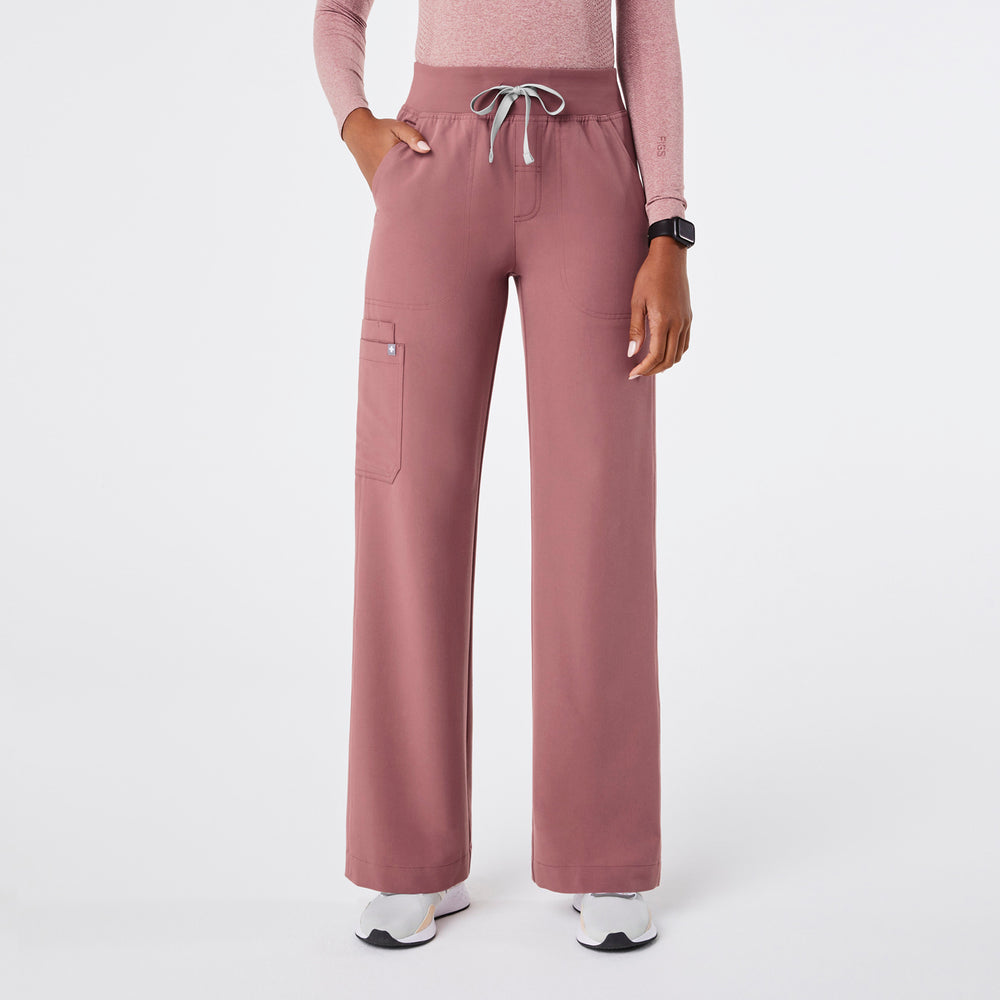 women's Mauve High Waisted Isabel Wide Leg - Tall Scrub Pant