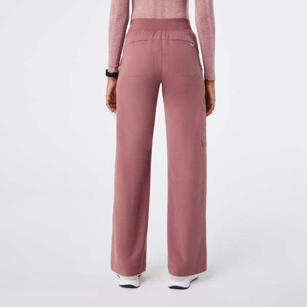 women's Mauve High Waisted Isabel Wide Leg - Petite Scrub Pant