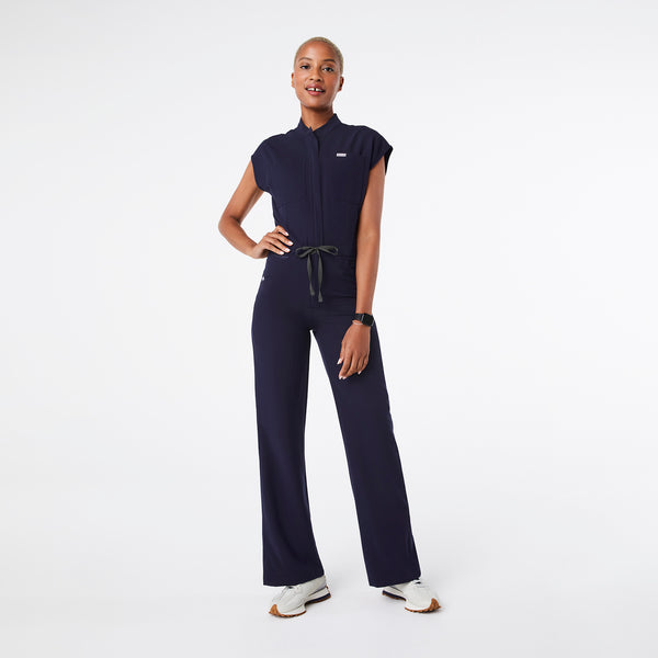 women's Navy Rafaela Wide Leg - Petite ScrubJumpsuit™