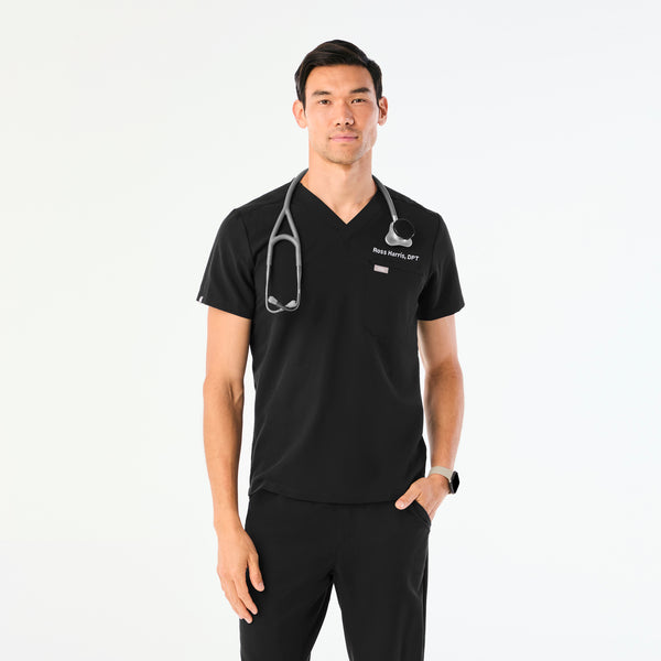 Men's Black Leon™ - Three-Pocket Scrub Top
