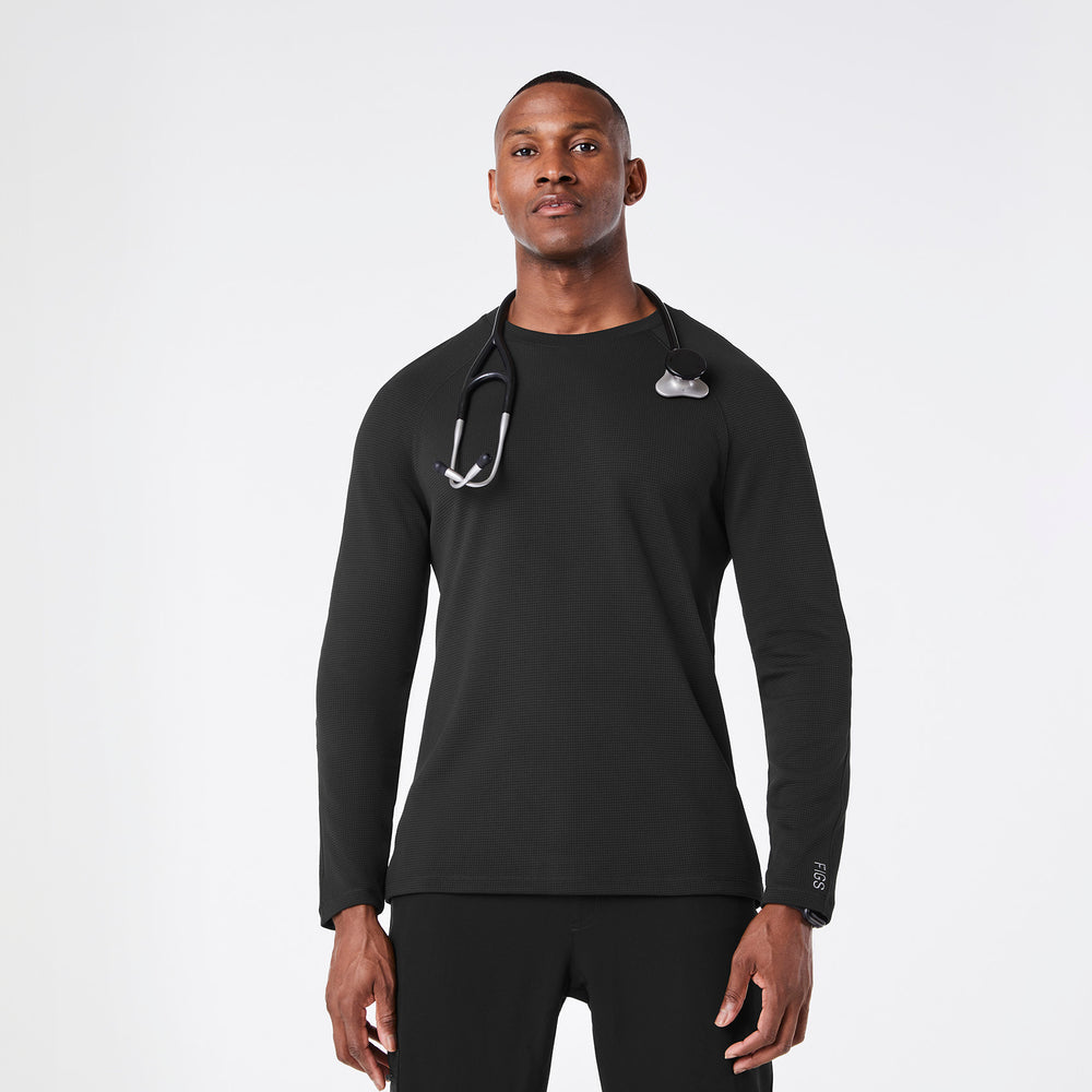 men's Black Waffle - Longsleeve Underscrub